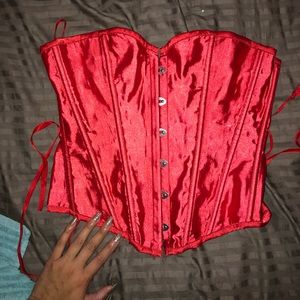 ❌❌SOLD❌❌Red satin medium mid corset lingerie